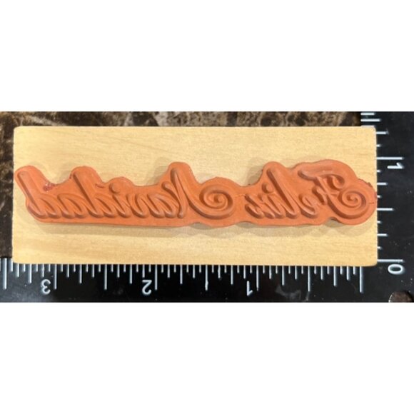 VTG 290149 Feliz Navidad Wood mounted Rubber Stamp by Recollections 2013 - Picture 2 of 4